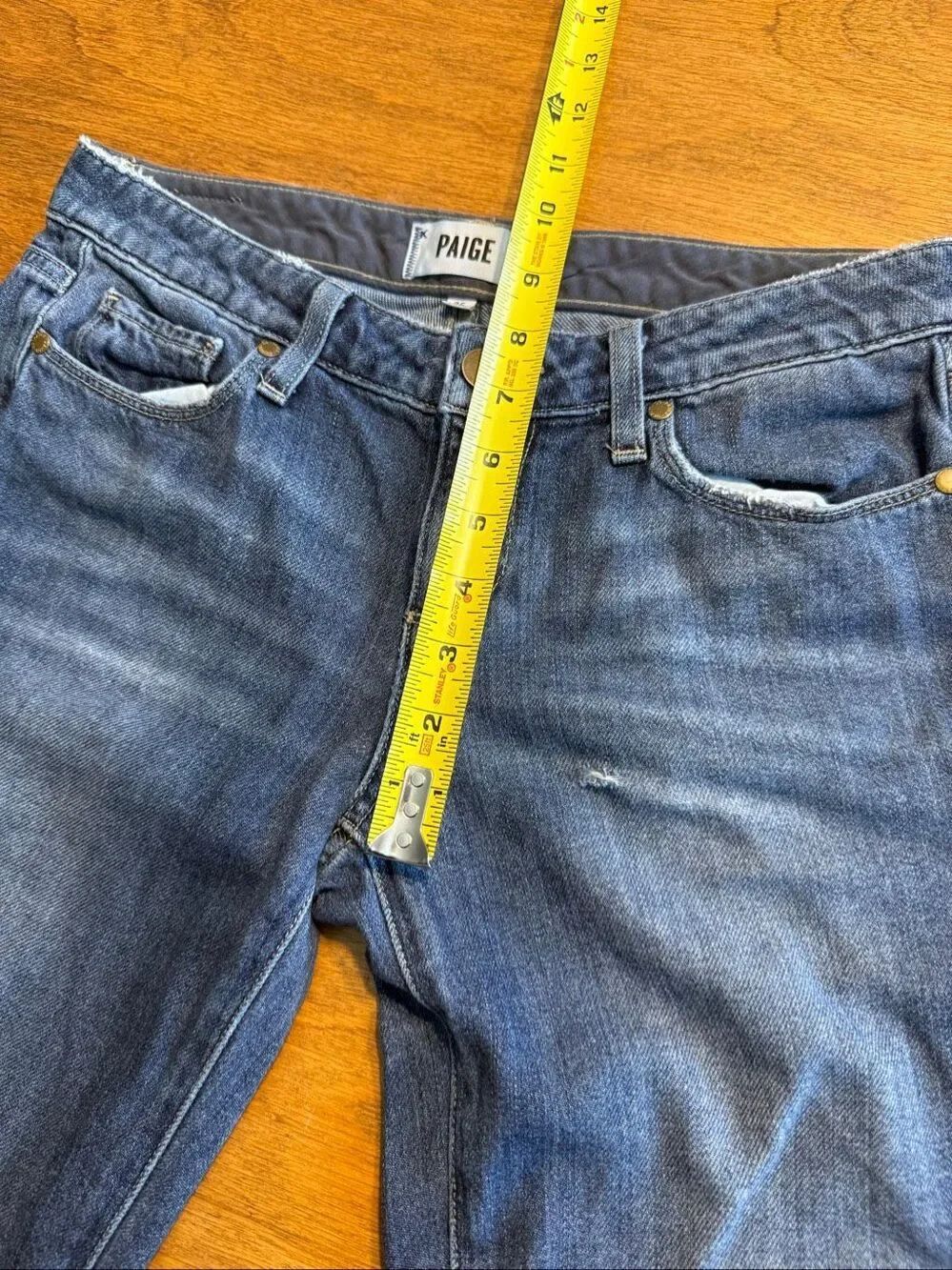 PAIGE Women's Verdugo Painted White Stripe Skinny Ankle Jeans Blue Size 25 - Picture 8 of 9